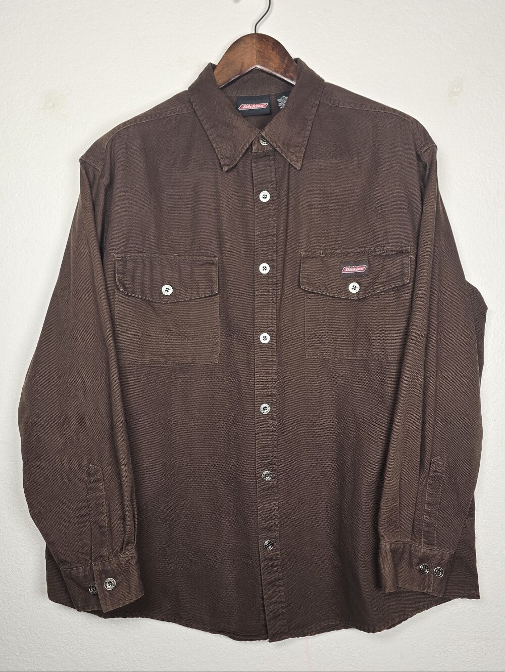 Vintage 90s Dickies Brown Canvas Work Shirt Jacket XL